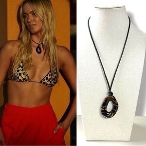 Free People Summertime Cord Choker Tiger’s Eye  NWT Bohemian Adjustable Necklace